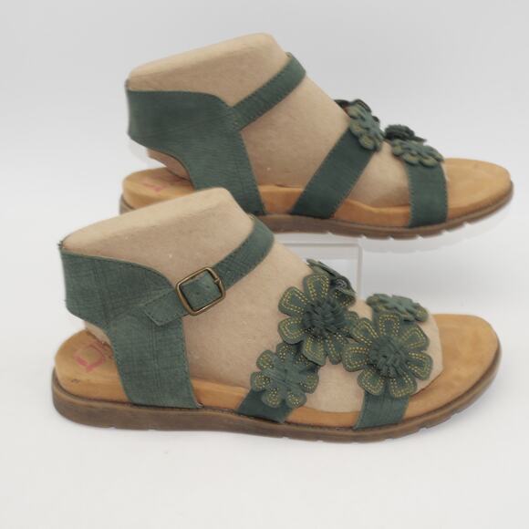 NEW Comfotiva Women's 8.5 Sandals Green Flowers Leather Buckle - Picture 5 of 12